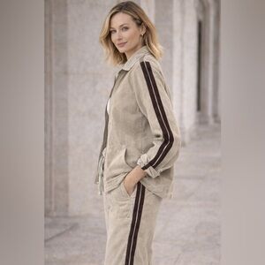 Silverbird Corduroy Track Set Tan Stripe Jacket Pants Womens M